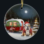 Décoration En Céramique Winter Bulldog Caravan Christmas Adventure<br><div class="desc">Laissez-vous tenter par la magie d'une nuit d'hiver enneigée alors qu'une caravane glisse gracieusement à travers le paysage illuminé par la lune. La beauté sereine de la neige scintillante et l'éclat enchanteur de la lune créent une scène captivante, promettant une aventure de Noël inoubliable remplie de chaleur, de joie et...</div>