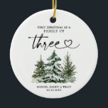 Décoration En Céramique Winter Forest First Christmas As A Family Of Three<br><div class="desc">Winter Forest First Christmas As A Family Of Three Ceramic Ornament</div>