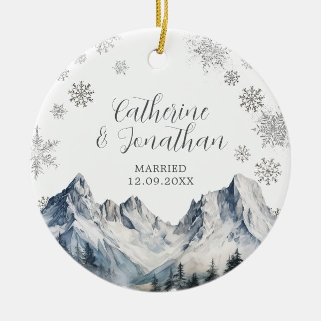 Décoration En Céramique Winter Mountain Wedding Ornament Gift Snowflakes (Devant)
