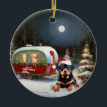 Décoration En Céramique Winter Rottweiler Caravan Christmas Adventure<br><div class="desc">Laissez-vous tenter par la magie d'une nuit d'hiver enneigée alors qu'une caravane glisse gracieusement à travers le paysage illuminé par la lune. La beauté sereine de la neige scintillante et l'éclat enchanteur de la lune créent une scène captivante, promettant une aventure de Noël inoubliable remplie de chaleur, de joie et...</div>