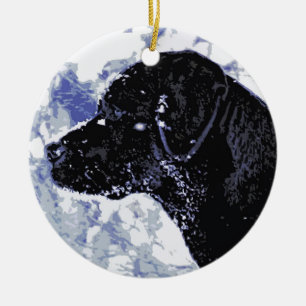 Décoration En Céramique Winter Wonderland - Chien de canard - Black Lab