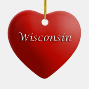 Décoration En Céramique Wisconsin Red Heart Keepsaké