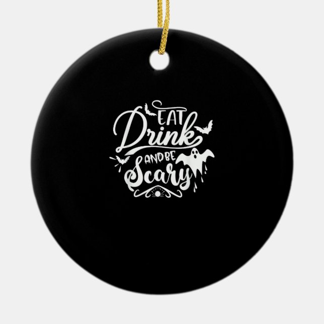 Décoration En Céramique Womens Eat Drink And Be Scary Halloween Modern (Devant)