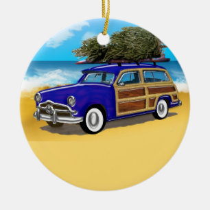 Décoration En Céramique Woodie surfant avec l'arbre de Noël
