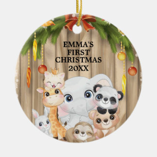 Décoration En Céramique Woodland Animals Baby's First Christmas Ornament