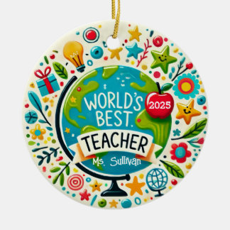 Décoration En Céramique World’s Best Teacher Personalized Holiday Ornament