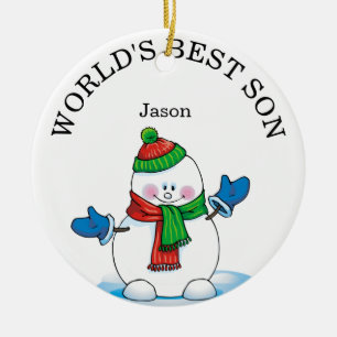 Décoration En Céramique World's Best Son Snowman Christmas