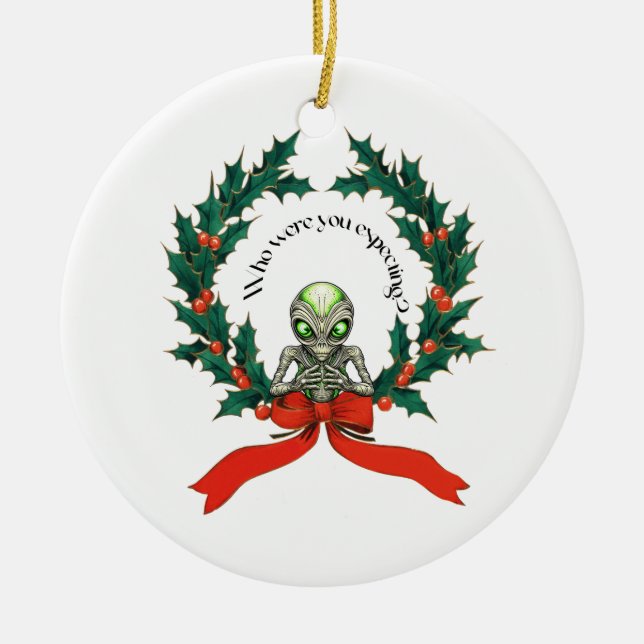 Décoration En Céramique Wreath Alien de Noël (Devant)
