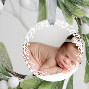 Décoration En Céramique Wreath blanc   Premier Noël du bébé