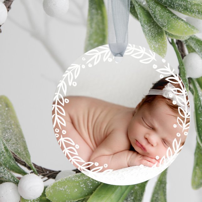 Décoration En Céramique Wreath blanc | Premier Noël du bébé (Créateur téléchargé)