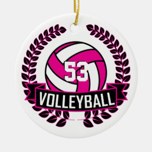 Décoration En Céramique Wreath du logo de volleyball 🏐 rose et noir cha