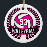 Décoration En Céramique Wreath du logo de volleyball 🏐 rose et noir chaud<br><div class="desc">Ornement de volley-ball présenté dans un rose chaud, noir et blanc avec do-it-yourself nom, année et numéro. Un grand cadeau pour n'importe quel joueur de volley-ball. ⭐ Ce Produit est 100% Personnalisable. *****Cliquez sur le BOUTON PERSONNALISER pour ajouter, supprimer, déplacer, redimensionner, modifier, tourner, etc... n'importe quel graphique ou texte ou...</div>