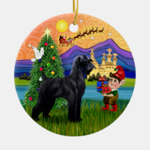 Décoration En Céramique Xmas Fantasy - Schnauzer noir géant