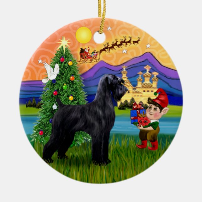 Décoration En Céramique Xmas Fantasy - Schnauzer noir géant (Devant)