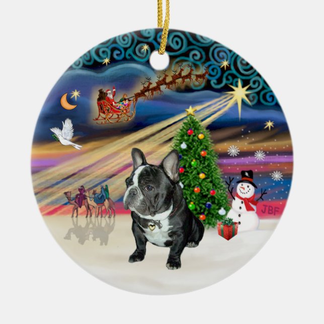 Décoration En Céramique Xmas Magic - French Bulldog (noir-blanc) (Devant)
