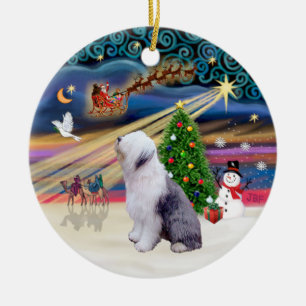 Décoration En Céramique Xmas Magic - Vieux Chien de Berger Anglais 1
