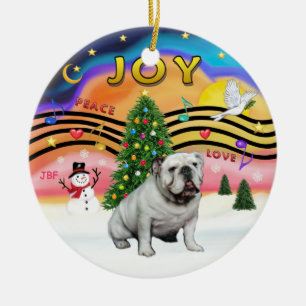 Décoration En Céramique Xmas Music 2 - English Bulldog (blanc)