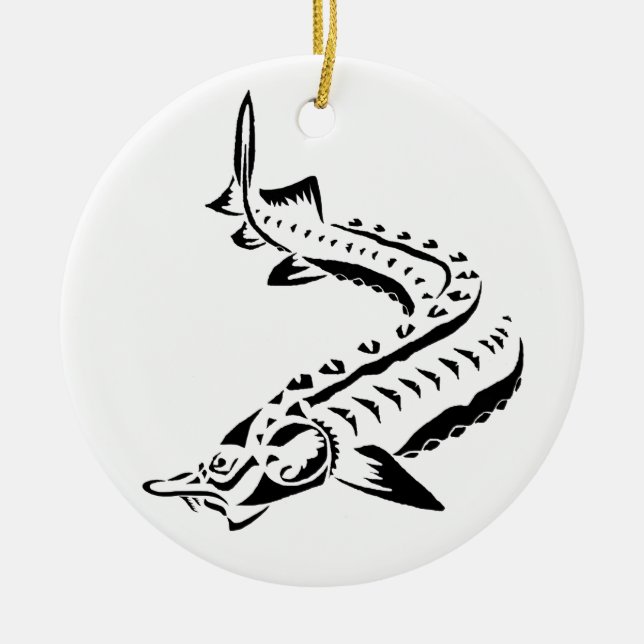 DÉCORATION EN CÉRAMIQUE >XMAS ORNAMENT -STURGEON FISH -BELUGA TRIBAL (Devant)