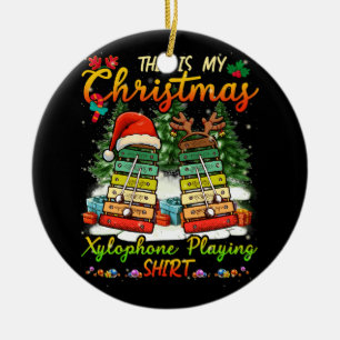 Décoration En Céramique Xylophone de Noël Jouer trois Père Noël Elf Xyloph