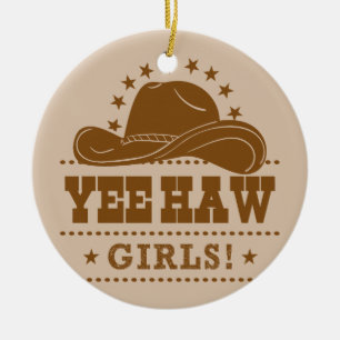Décoration En Céramique Yee Haw Girls Cowgirl Design Casquette
