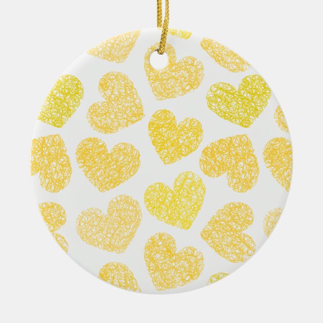 Décoration En Céramique Yellow hearts Ornament (Devant)