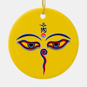 Décoration En Céramique Yeux de sagesse de Bouddha - Les yeux du temple Bo