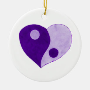 Décoration En Céramique Yin Yang Heart (Violet/Lilac)