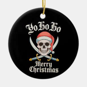 Décoration En Céramique Yo Ho Ho Joyeux Noël Pirate Noël Crâne Vacances