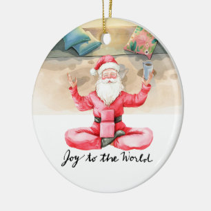 Décoration En Céramique Yoga Noël Père Noël Posant yoga