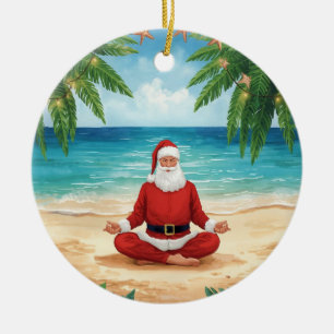 Décoration En Céramique Yoga Noël Père Noël posant Yoga Fête
