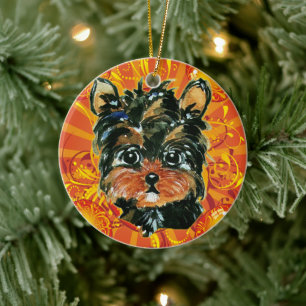 DÉCORATION EN CÉRAMIQUE YORKIE POO