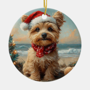 Décoration En Céramique Yorkipoo Chien Noël Vintage Plage