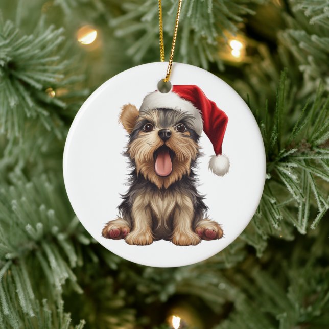 Décoration En Céramique Yorkshire Terrier de Noël personnalisé chien amusa (Arbre)