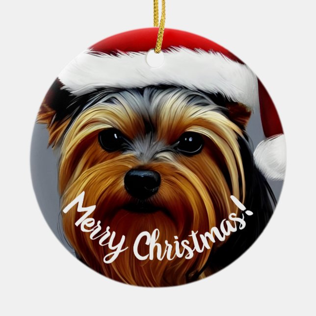 Décoration En Céramique Yorkshire Terrier Noël (Devant)