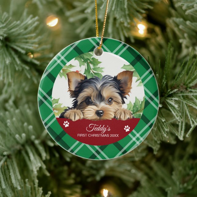 Décoration En Céramique Yorkshire Terrier Noël personnalisé de la première (Arbre)