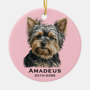 Décoration En Céramique Yorkshire Terrier Yorkie Chien Rose Keepsaké mémoi