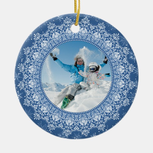 Décoration En Céramique YOUR photo in Elegant Frame custom ornaments (Devant)