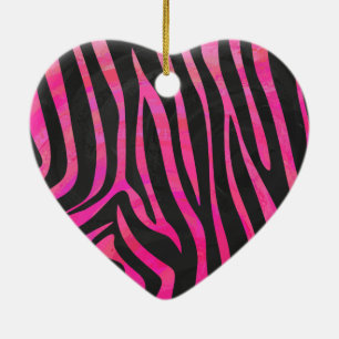 Décoration En Céramique Zebra noir et rose chaud