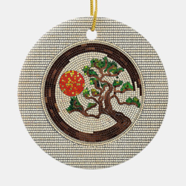 Décoration En Céramique Zen Enso Circle et Bonsai Tree Mosaic (Devant)