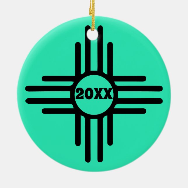 Décoration En Céramique Zia Symbole Ajouter Arbre de Noël Turquoise Holida (Dos)