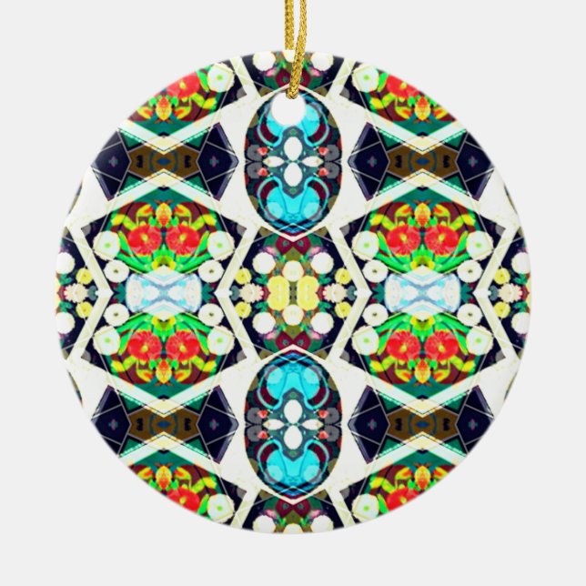 Décoration En Céramique Zinnias bleu (Devant)