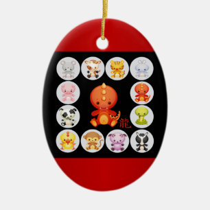 Décoration En Céramique Zodiaque chinois soutenu par année du dragon