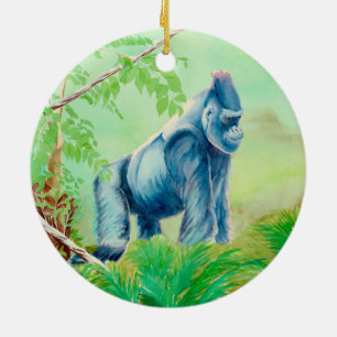 Décoration En Céramique Zoo animaux ornement, gorille et éléphant