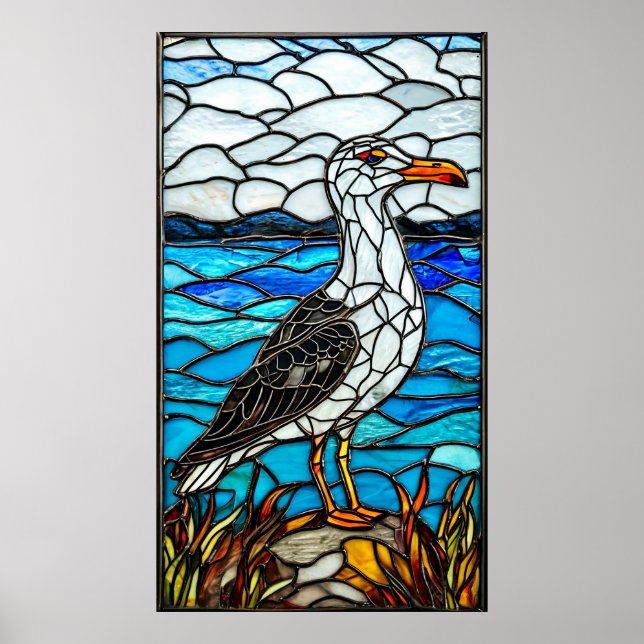 🌊 Décoration en verre d'art de mouette côtière, c (Devant)