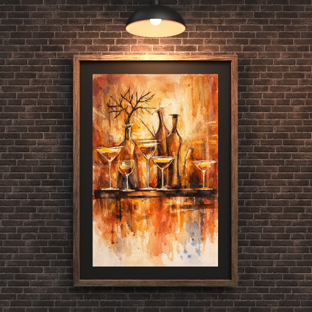 Décoration murale d'art de bar aquarelle rustique  (Créateur téléchargé)