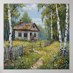 Décoration murale de cabane rustique en forêt de b
