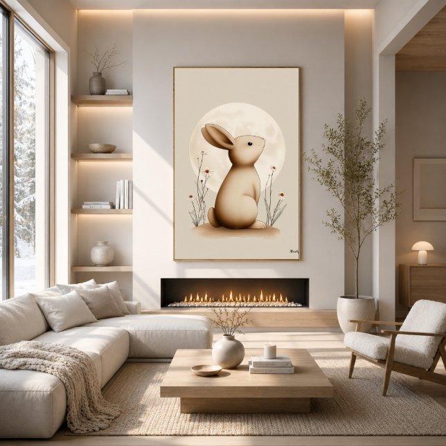 Décoration murale de crèche lapin scandinave neutr (Créateur téléchargé)