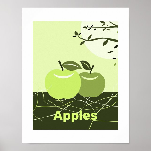 Décoration murale de cuisine avec pommes vertes (Devant)