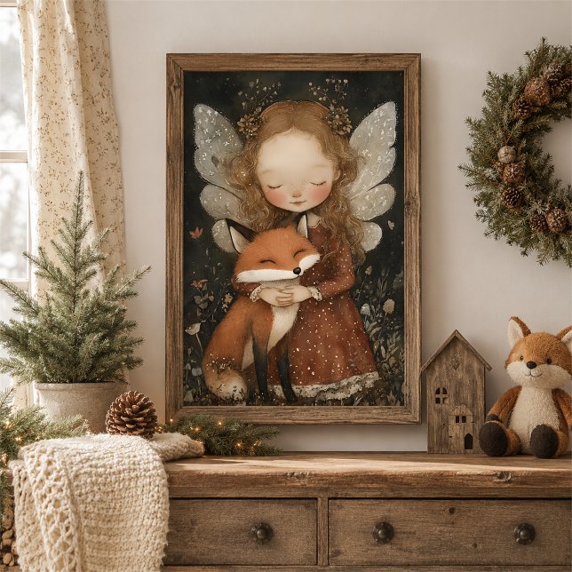 Décoration murale de fée et renard de Noël en bois (Créateur téléchargé)