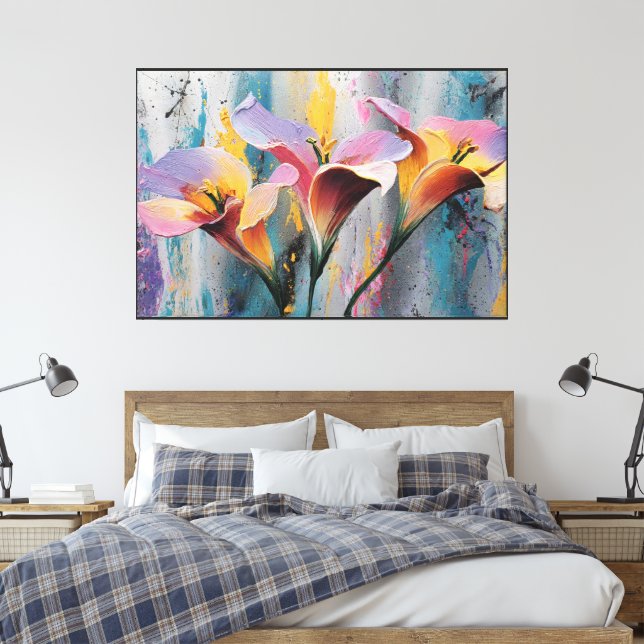 Décoration murale de fleurs abstraites – Toile flo (Insitu(Chambre))